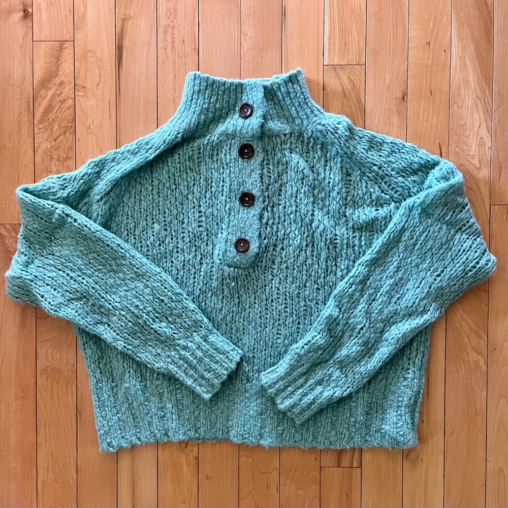 Everlane The Lofty-Knit Henley, Size Medium